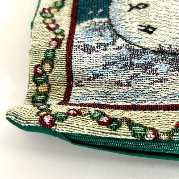 Vintage Christmas Scenes Tapestry Set Of 3 Pillow Covers With Concealed Zippers - Picture 13 of 15